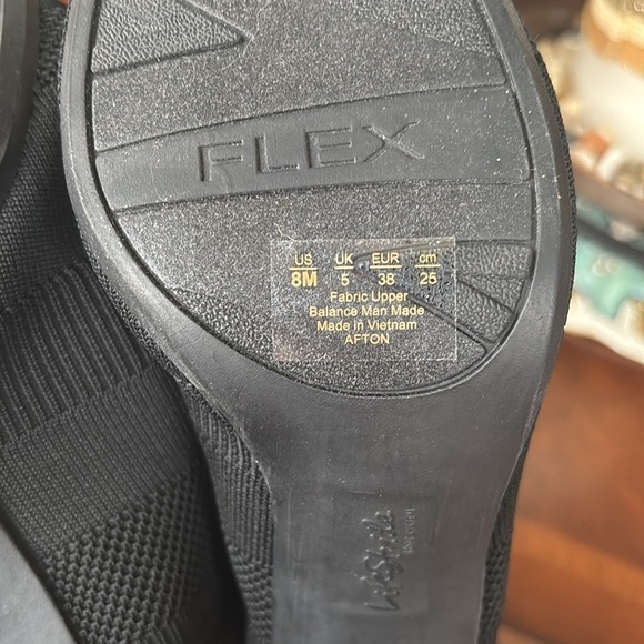 Brand New Life Stride Flex Black Fabric Stretch Fly Knit Slingback Heels Sandals - Picture 11 of 14